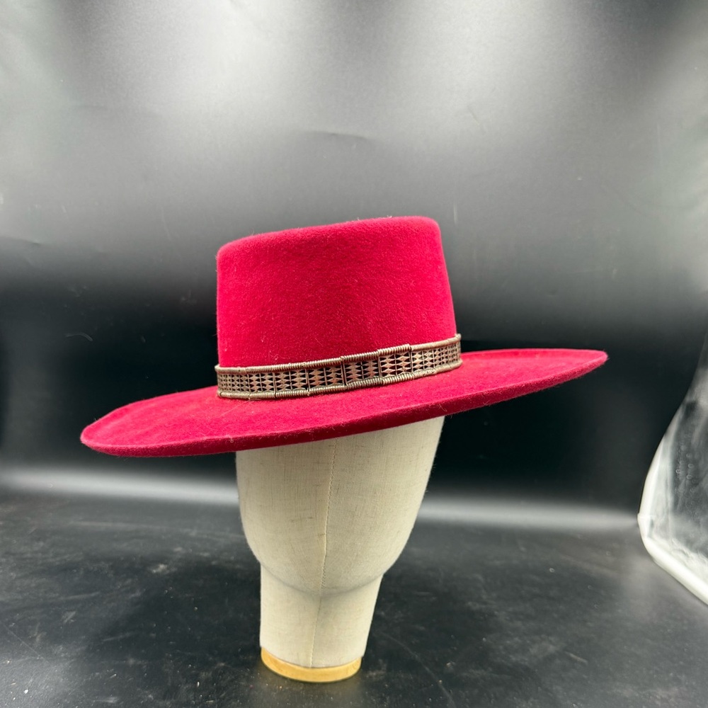 Red rabbit felt hat. Custom made Jacqueline Michie hat. Size 55/56